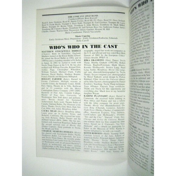Come Fly Away Playbill 2010 Marquis John Selya Theatre Twyla Tharp Frank Sinatra - Picture 9 of 11